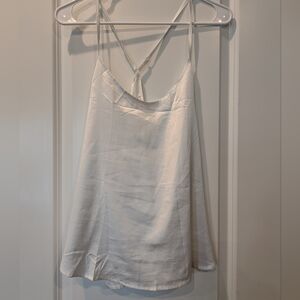 Ekouaer White Satin Cami XL | Silky Racerback Tank